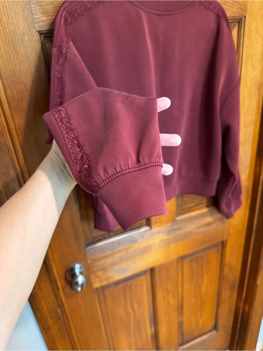74A. Target Maroon Crewneck Sweatshirt with lace trim